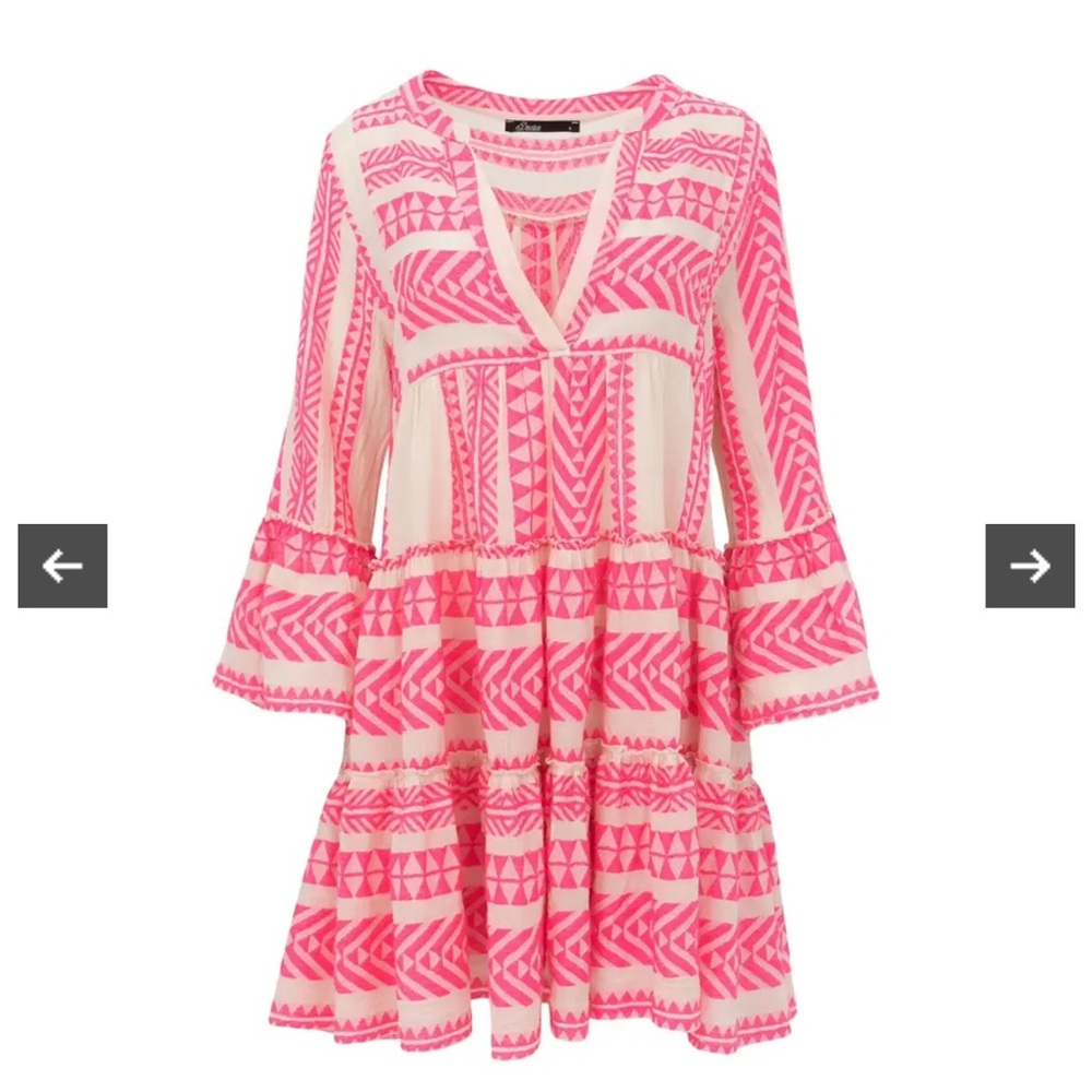 Coral and Cream Patterned Dress